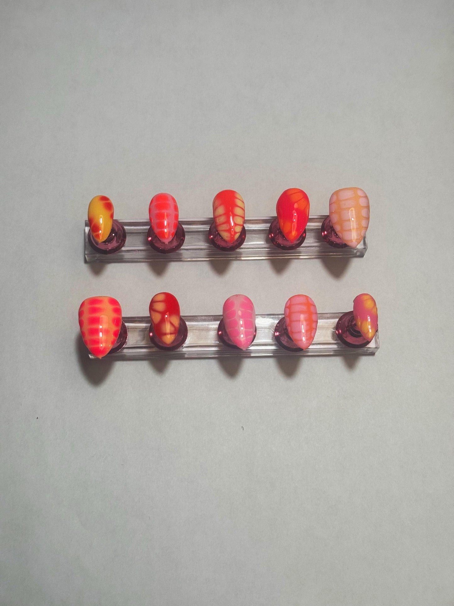 Blooming Gel Press On Nails | Bright Summer Nail Set | Abstract Custom Nails | Handmade Reusable Nails | Vibrant Nail Art