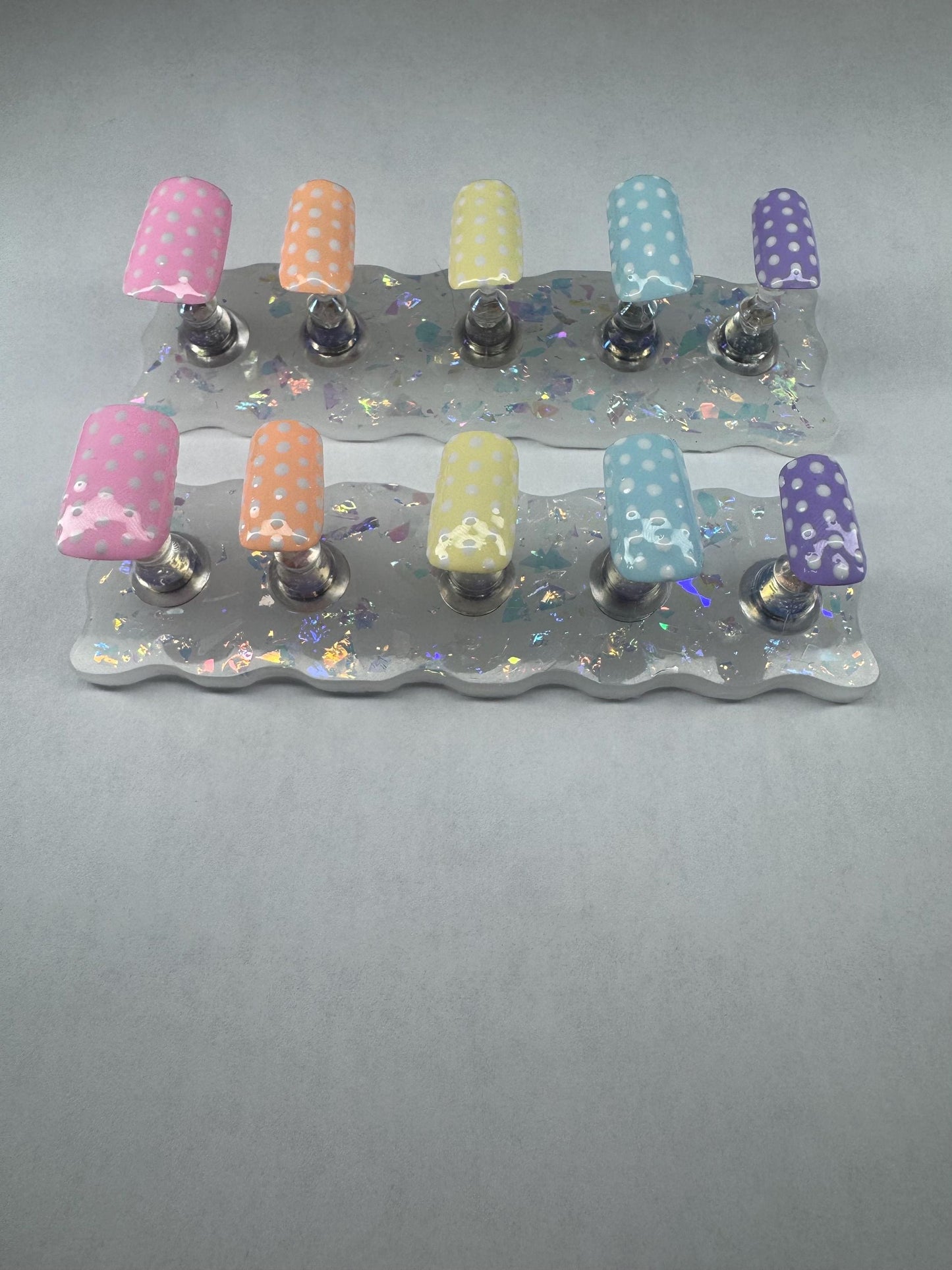 Pastel Dot Fake Nails | Spring Color Nail Tips | Easter Candy Nails | Soft Rainbow Press Ons | Cute Handmade Nail Set